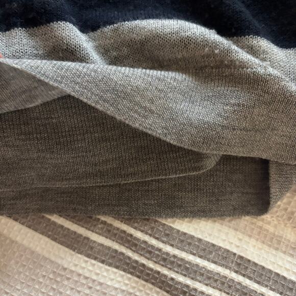 Vince Mens Navy Blue Gray Striped CAMEL HAIR & WOOL SWEATER Size Large FLAW - Picture 5 of 10